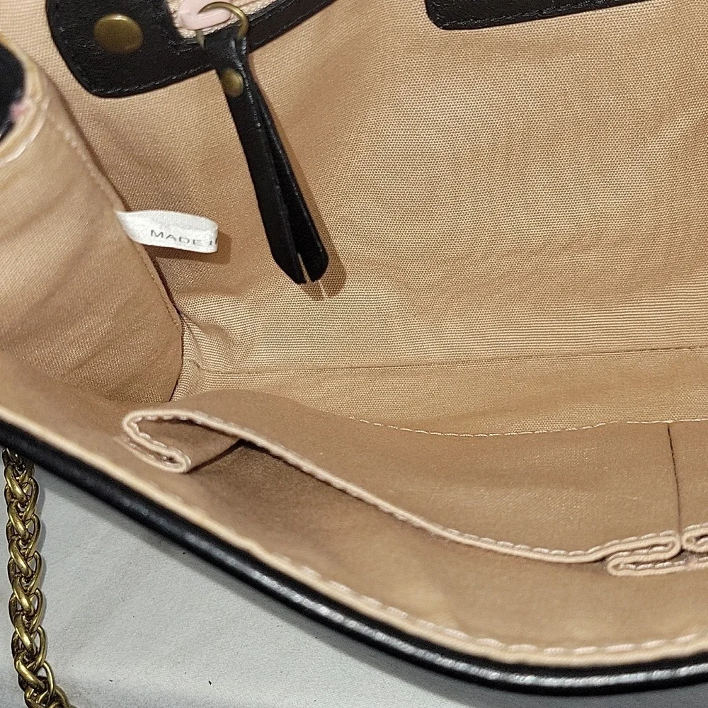 Isabella Fiore Embroidered Flap Front Leather Crossbody Shoulder Bag